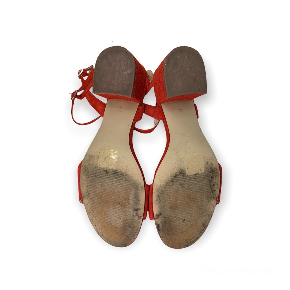 J. Crew Red Suede Block Heel Sandals - Picture 4 of 6